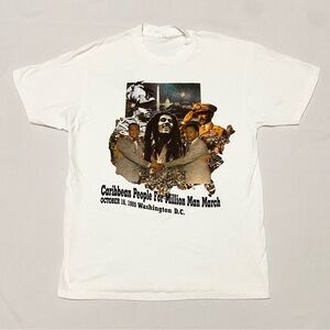 Vintage 90’s 1995 Bob Marley Caribbean People for Million Man March T Shirt